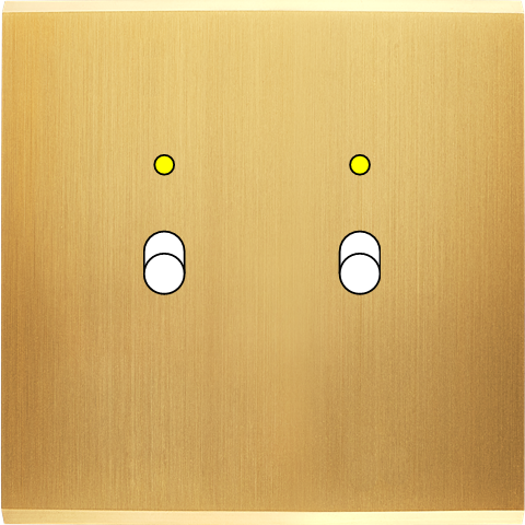 Façade confidence laiton satiné simple 2 basculeurs+led magnétique