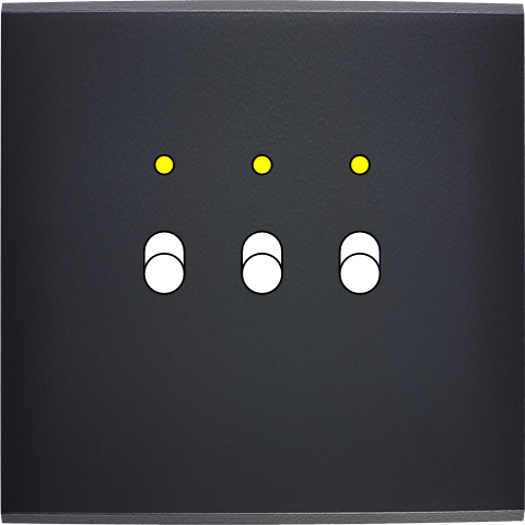 Façade confidence laiton noir mat simple 3 basculeurs+led magnétique - Modelec - 133408M-L