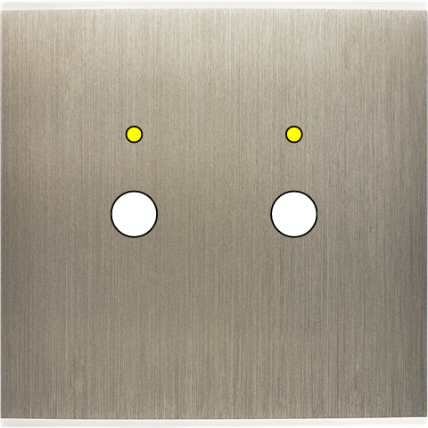 Façade confidence laiton acier brossé simple 2 boutons push+led magnétique - Modelec - 142412M-L