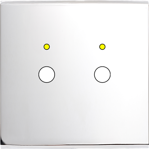 Façade confidence laiton chrome miroir simple 2 boutons push+led magnétique