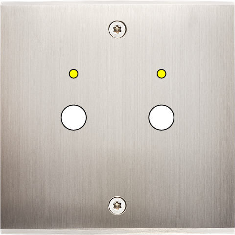 Façade confidence laiton nickel satiné simple 2 boutons push+led à vis