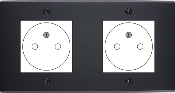 Façade Confidence Laiton  Noir double horizontale ouverture 44x44 pour BTICINO à vis (2034-408) - Modelec - 2034408