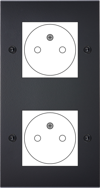 Façade Confidence Laiton  Noir double verticale ouverture 44x44 pour BTICINO à vis (2038-408) - Modelec - 2038408