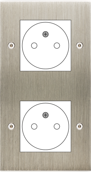 Façade Confidence Laiton  Acier double verticale ouverture 44x44 pour BTICINO à vis (2038-412) - Modelec - 2038412