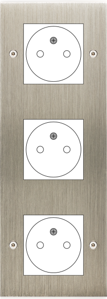 Façade Confidence Laiton  Acier triple verticale ouverture 44x44 pour BTICINO à vis (3046-412) - Modelec - 3046412