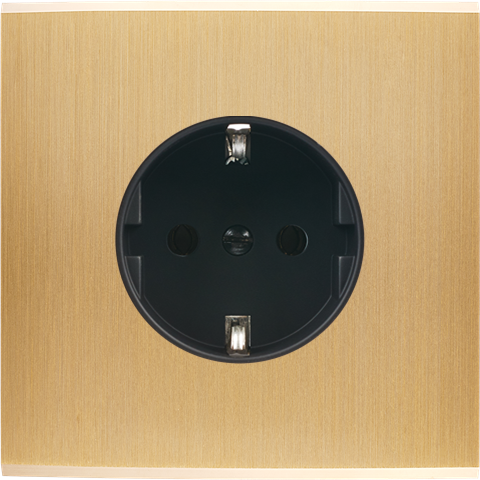 Façade confidence laiton brossé simple 1 prise schuko magnétique
