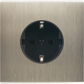 Façade confidence laiton acier brossé simple 1 prise schuko magnétique