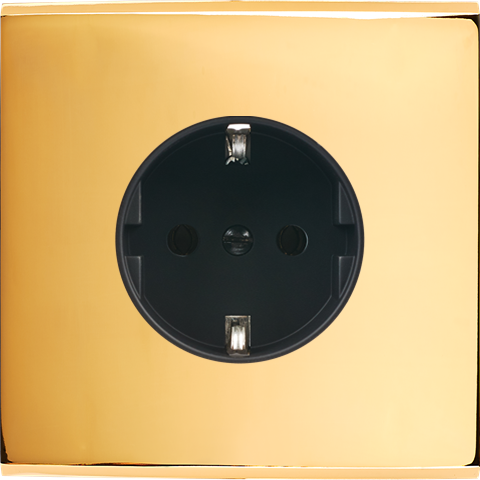 Façade confidence laiton or miroir simple 1 prise schuko magnétique - Modelec - 190421M-K