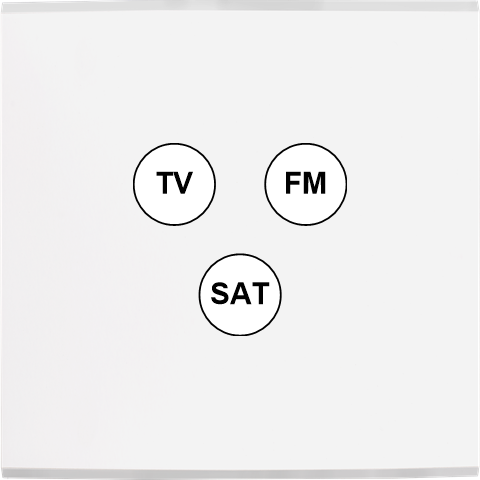 Façade Confidence Laiton  Blanc simple TV-FM-SAT sans vis (196-413M)