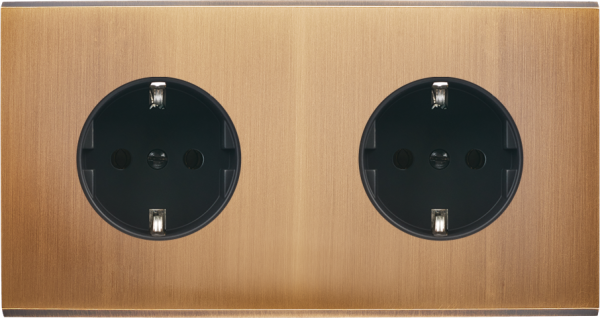 Façade confidence laitonà visieux bronze double horizontale 1 prise schuko 1 prise schuko 