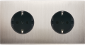Façade confidence laiton nickel satiné double horizontale 1 prise schuko 1 prise schuko 