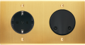 Façade confidence laiton satiné double horizontale 1 prise schuko scà vis
