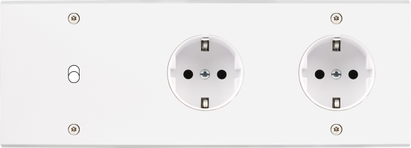 Façade confidence laiton blanc triple horizontale 1 basculeur 1 prise schuko 1 prise schuko à vis - Modelec - 311413-K