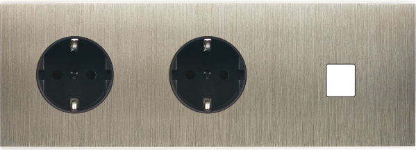 Façade confidence laiton acier brossé triple horizontale 1 prise schuko 1 prise schuko 1 media 