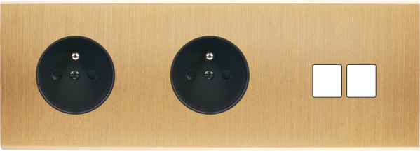 Façade Confidence Laiton Brossé triple horizontale PC PC 2 MEDIA sans vis (314-410M) - Modelec - 314410M