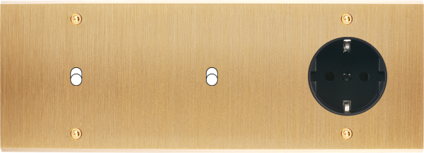 Façade confidence laiton brossé triple horizontale 1 basculeur 1 basculeur 1 prise schuko à vis - Modelec - 316410-K