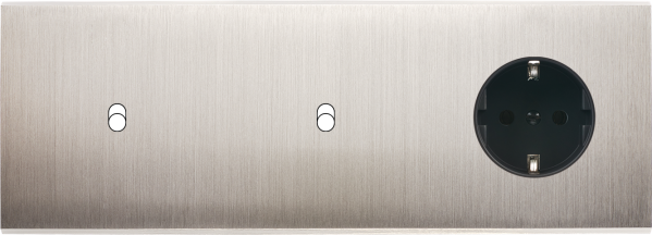 Façade confidence laiton nickel satiné triple horizontale 1 basculeur 1 basculeur 1 prise schuko 