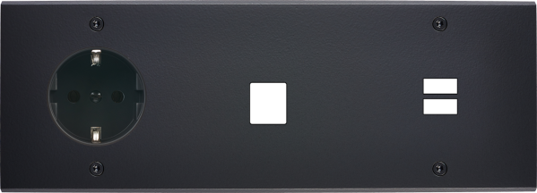Façade confidence laiton noir mat triple horizontale prise schuko 2p+t 1 média ouverture pour chargeur double usb vis
