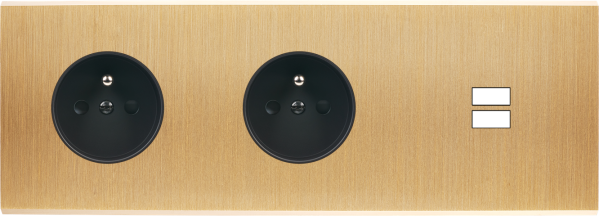Façade confidence laiton brossé triple horizontale prise de courant 2p+t prise de courant 2p+t ouverture pour chargeur double usb 