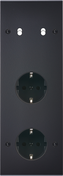 Façade confidence laiton noir mat triple verticale 2 basculeurs 1 prise schuko 1 prise schuko à vis - Modelec - 362408-K