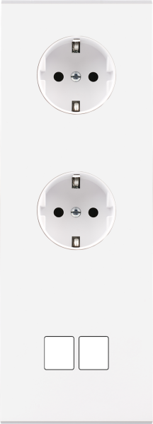 Façade confidence laiton blanc triple verticale 1 prise schuko 1 prise schuko 2 media  - Modelec - 364413M-K