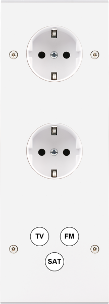 Façade confidence laiton blanc triple verticale 1 prise schuko 1 prise schuko tvfmsat à vis