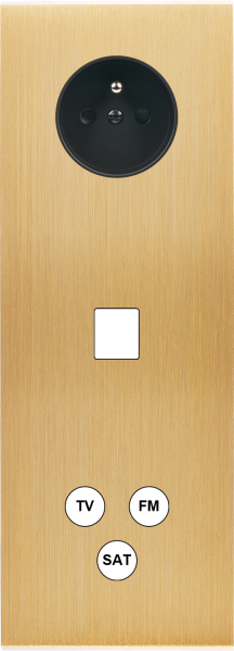 Façade Confidence Laiton Brossé triple verticale PC 1 MEDIA TV-FM-SAT sans vis (374-410M) - Modelec - 374410M