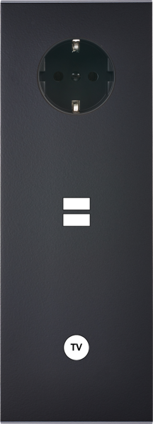 Façade confidence laiton noir mat triple verticale prise schuko 2p+t ouverture pour chargeur double usb 1 tv  - Modelec - 382408M-K