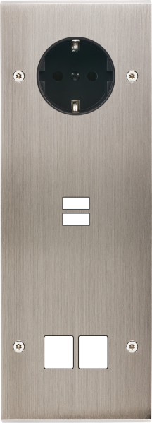 Façade confidence laiton nickel satiné triple verticale prise schuko 2p+t ouverture pour chargeur double usb 2 média vis