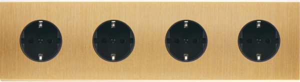 Façade confidence laiton brossé quadruple horizontale prise schuko 2p+t prise schuko 2p+t prise schuko 2p+t prise 2p+tk