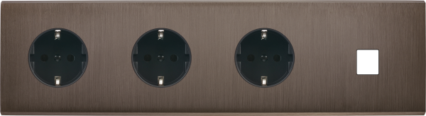 Façade confidence laiton canon de fusil quadruple horizontale 3x1 prise schuko 1 media 