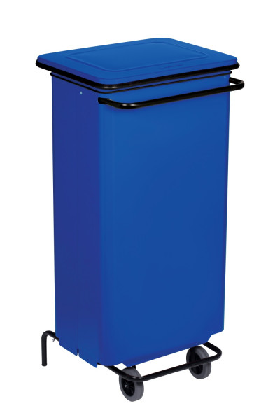 Conteneur mobile à pédale 110l métal bleu