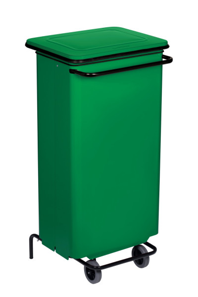 Conteneur mobile à pédale 110l métal vert