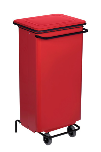 Conteneur mobile à pédale 110l métal rouge