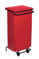 Conteneur mobile à pédale 110l métal rouge