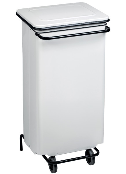 Conteneur mobile à pédale 110l métal blanc