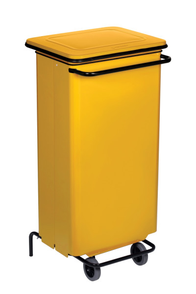 Conteneur mobile à pédale 110l métal jaune