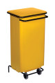 Conteneur mobile à pédale 110l métal jaune
