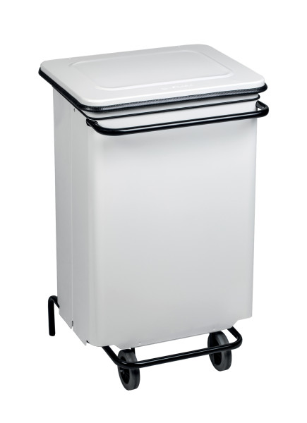 Conteneur mobile à pédale 70l métal blanc
