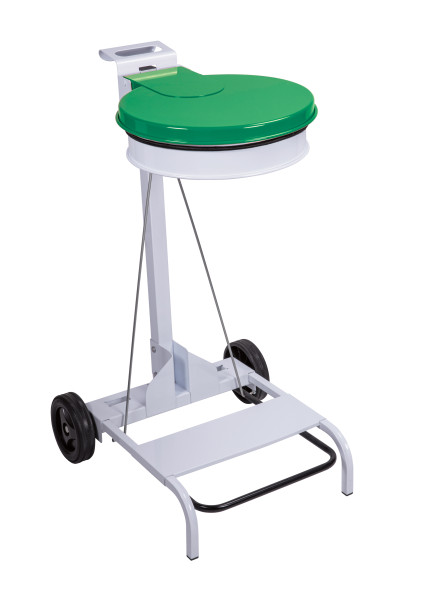 Porte sac rond mobile à pédale vert