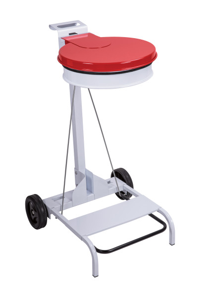 Porte sac rond mobile à pédale rouge