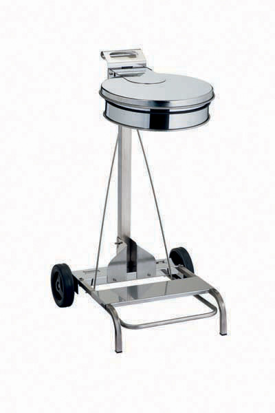 Porte sac rond mobile à pédale inox