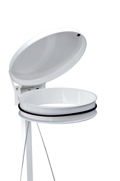 Porte sac rond mobile à pédale blanc