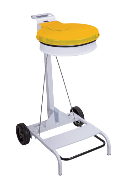 Porte sac rond mobile à pédale jaune