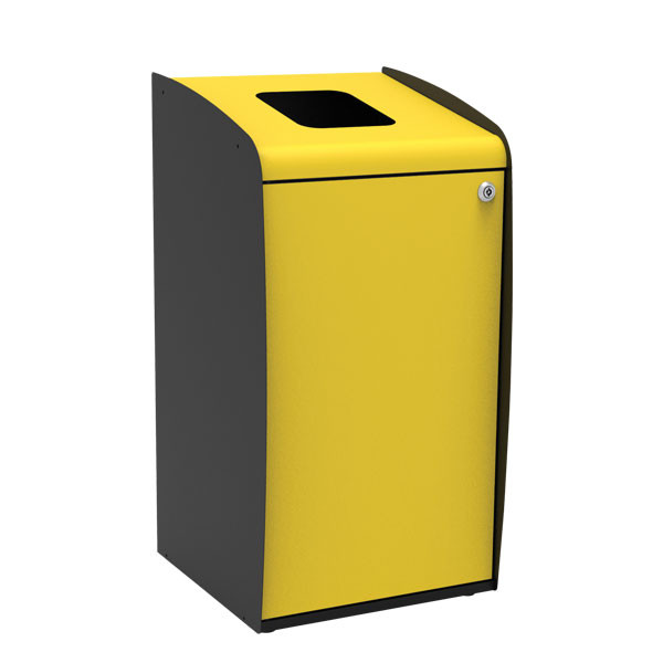 Borne de tri selectif ouverture frontale jaune