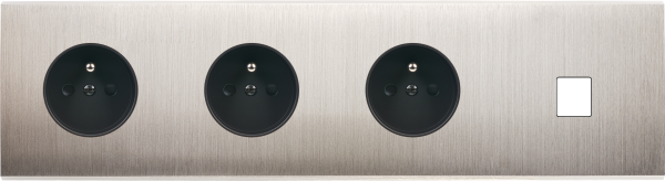 Façade  Confidence Laiton Nickel Satiné quadruple horizontale PC PC PC 1 MEDIA (431-418M) - Modelec - 431418M