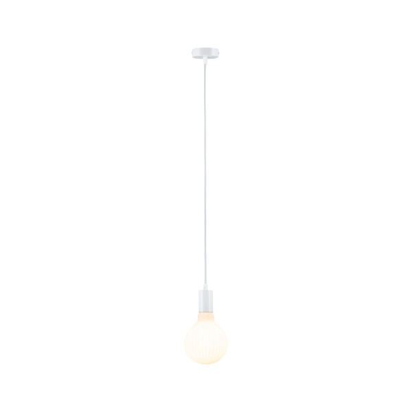 Sdb suspension led ravi e27 max60w d80mm métal blanc ip44 230v sans ampoule