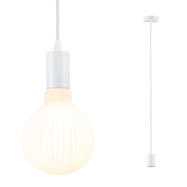 Sdb suspension led ravi e27 max60w d80mm métal blanc ip44 230v sans ampoule