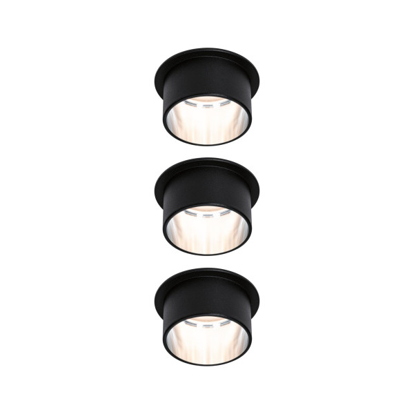 Kit encastré paulmann gil coin 3stepdim rd fixe led 3x6w 2700k 230v noir dép/acier alu - 93383