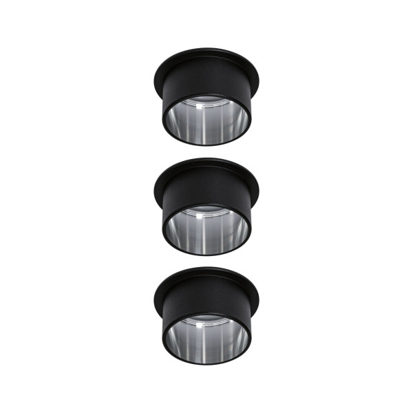 Kit encastré paulmann gil coin 3stepdim rd fixe led 3x6w 2700k 230v noir dép/acier alu - 93383